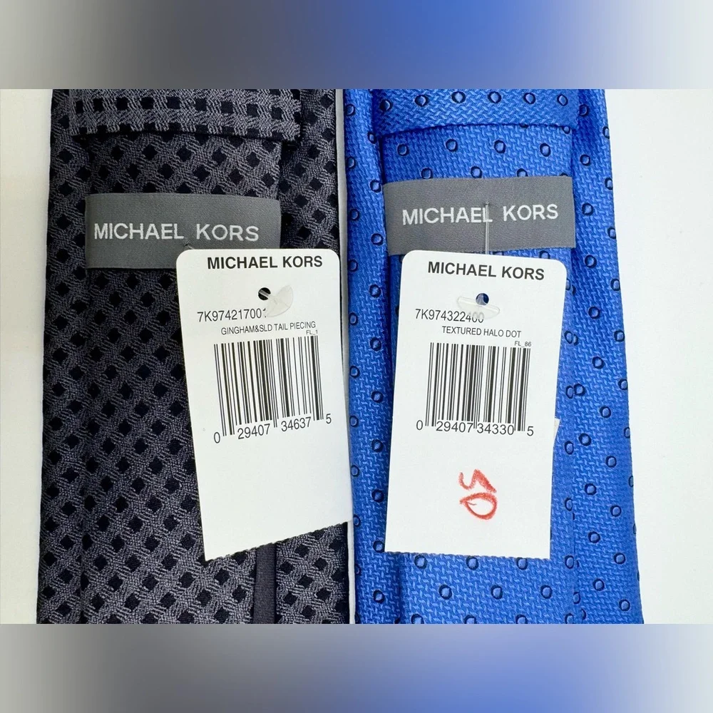 NWT - Michael Kors Men’s Silk Patterned Bundle Blue Black Necktie